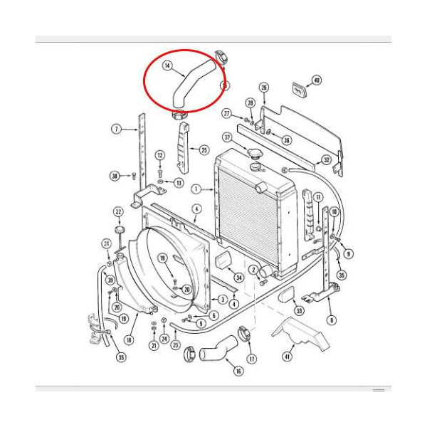 SUC3026 Przewód wąż chłodnicy górny Case Maxxum 5120 , Maxxum 5130 , Maxxum 5140 , Maxxum 5150 , Maxxum 5220 , Maxxum 5230 , Max