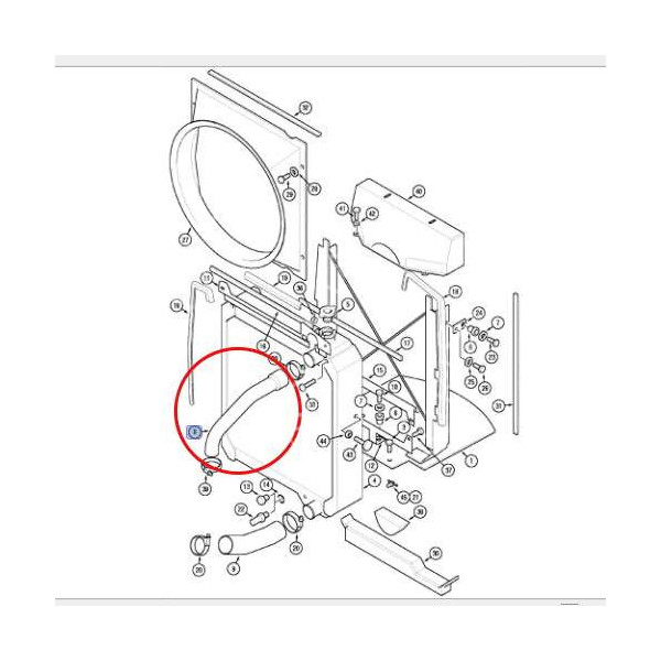 SUC3027 Przewód wąż chłodnicy górny Case MX100, MX110, MX120, MX135, MX150, MX170   141569A2
