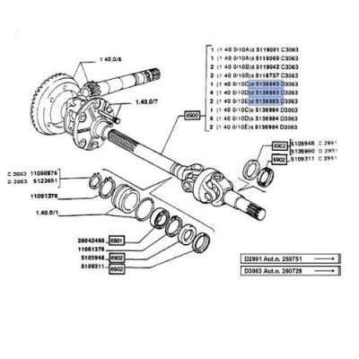 PON3621 półoś kpl. Fiat 140-90,160-90,180-90, 1235165619, 5165619 5136983