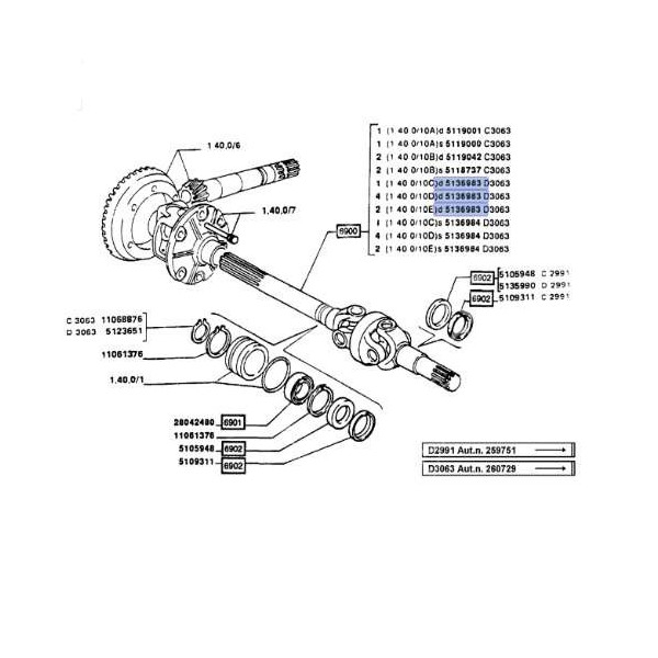 PON3621 półoś kpl. Fiat 140-90,160-90,180-90, 1235165619, 5165619 5136983