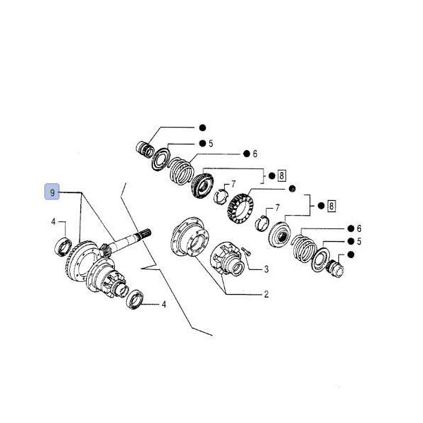 PON7059 Wałek atakujący z kołem talerzowym Case JX60, JX70, JX75, JX80, JX85, JX90,   JX95 New Holland TD5030, TD5040, TD5050 TL