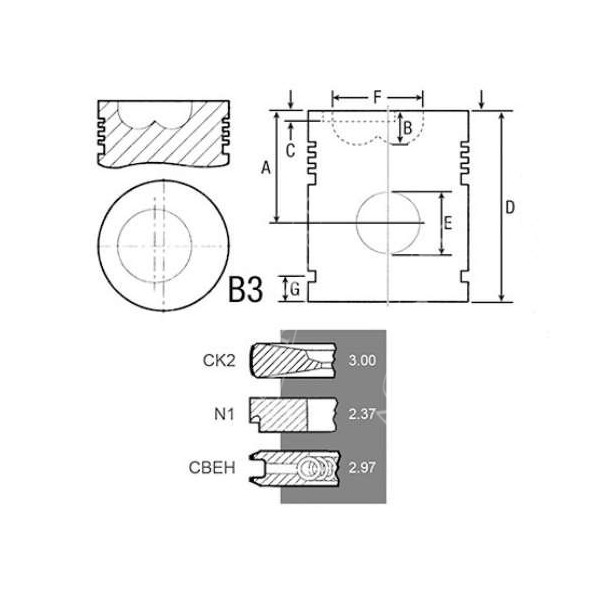 SCY3072 Tłok z pierścieniami 111,61mm 3 pierścienie Case MXM, New Holland TM, 87802672, 87802835