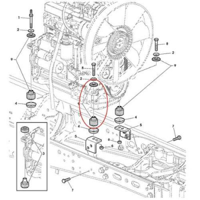 Poduszka Silnika JOHN DEERE 6020, 6120, 6220, 6320, 6420 6130, 6230, 6330, 6430, 6530 AL161468