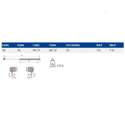 AKK3319 siłownik gazowy maski 585mm