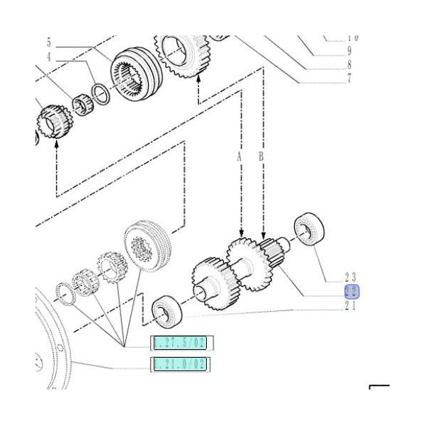 Wałek zębaty skrzyni biegów case New Holland Ford Fiat TS T5 T6 Case Farmall Maxxum 115 120 125 130 135 140 145 150 MXU 47126623