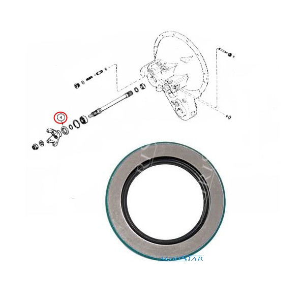 Uszczelniacz wałka wału napędu tylnej osi przy skrzyni Case 580K, 580SK A175651, 1348881C2, 1348881C1