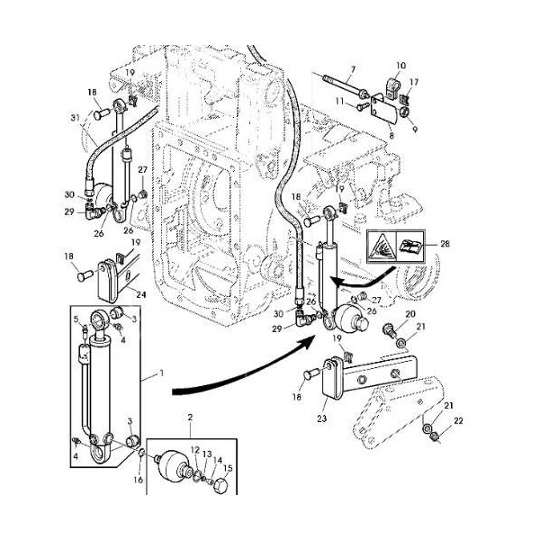 Zestaw naprawczy siłownika amortyzacji kabiny John Deere 6120 6220 6320 6420 6420S
6520 6620 6820 6920