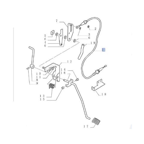 Linka gazu New Holland TS115E, TS120, TS90, TS100, TS110 DŁUGOSĆ 1290MM 82025866, 82027582