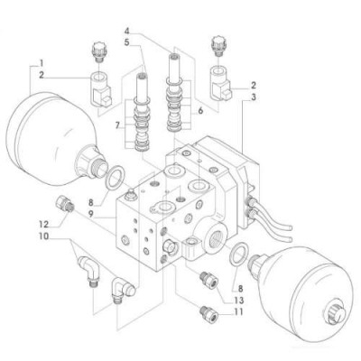 Akumulator hydrauliczny przedniej osi amortyzowanej Carraro Case CS100 CVX Claas Ares New Holland T7520 , T7530 TVT  Steyr