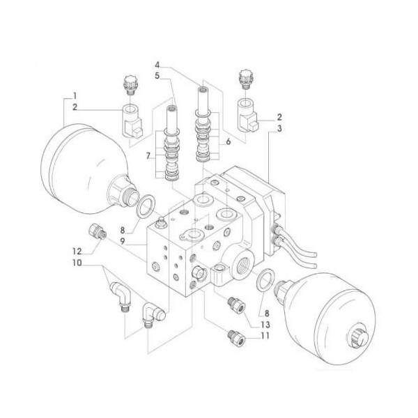 Akumulator hydrauliczny przedniej osi amortyzowanej Carraro Case CS100 CVX Claas Ares New Holland T7520 , T7530 TVT  Steyr