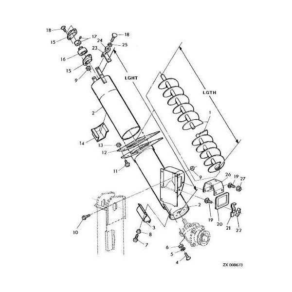 AZ49211 slimak zmijka zbiornika john deere 2054, 2056, 2058, 2064, 2066 2254, 2256, 2258, 2264, 2266