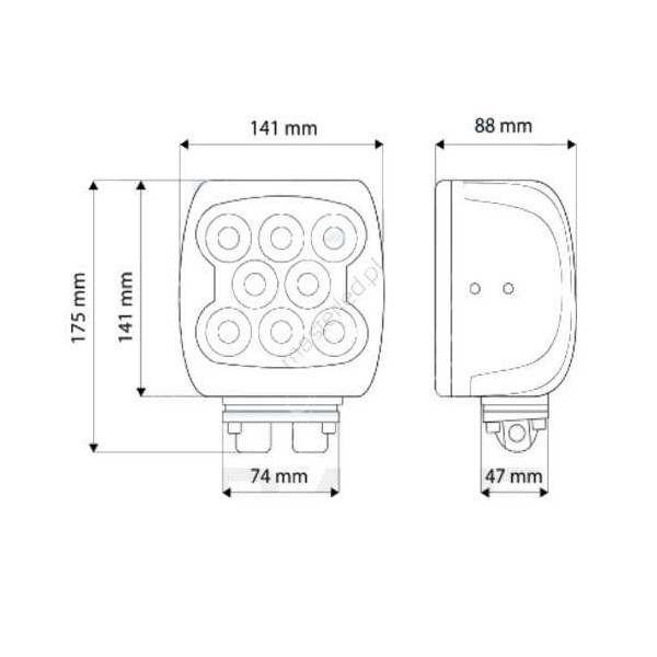 mocny halogen ledowy 80W 7000Ln case john deere new holland