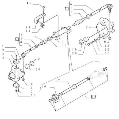 Zestaw uszczelnień siłownika skrętu Case New Holland 85807985, 049080 Catepilar  Komatsu wb97 wb95