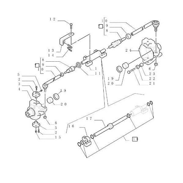 Zestaw uszczelnień siłownika skrętu Case New Holland 85807985, 049080 Catepilar  Komatsu wb97 wb95