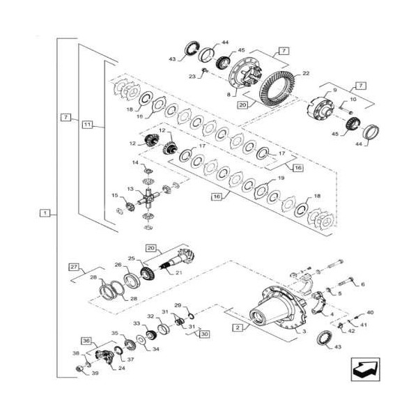 PON7060 Wałek atakujący z kołem talerzowym Case Magnum 235 245 255 260 275 290   305 215 315 MX210 MX215 MX230 MX245 MX255 MX275