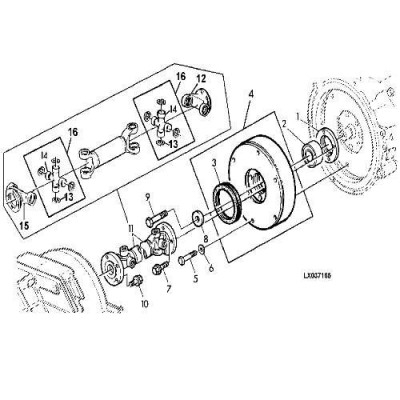 PON3339 Wał napędowy kardana John Deere AL117415 6100 6200 6300 6400 6020   6120 6220 6320 6420 6520 6620 7220 7320 368mm