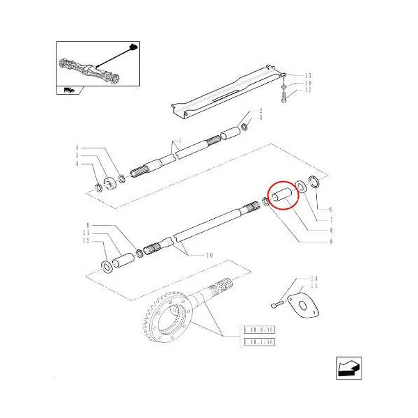 Mufa łącznik wału napędowego 47135384 New Holland T6.125, T6.145,   T6.155, T6.165, T6.175, T6.180 T6030, T6050, T6070