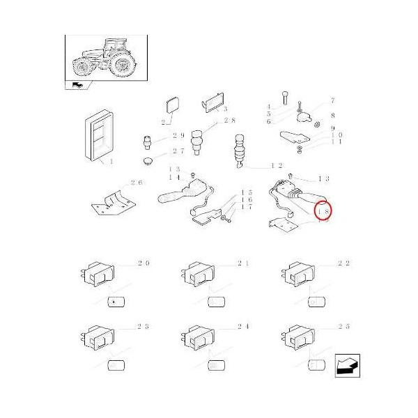 ELE51108 Przełącznik wycieraczek Case JX80U, JX90U, JX100U, JX1070U, JX1080U, JX1090U, JX1100U JXU75, JXU85, JXU95, JXU105, JXU1