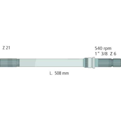 Wałek przekaźnika PTO końcówka Massey Ferguson 3611482M2 362, 365, 375, 382N, 390, 398, 399 Z 6 21 540 1 3/8 508mm