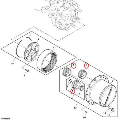 Satelita układu planetarnego Z27 John Deere 5070M 5080M 5090M 5090R 5100R 5115R 5125R 5075M 5090M 5100M Fendt