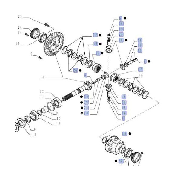 Dyferencjał kompletny różnicowy mechanizm New Holland LM5060 LM5040 LM5080  87541815, 87541816 Z101729