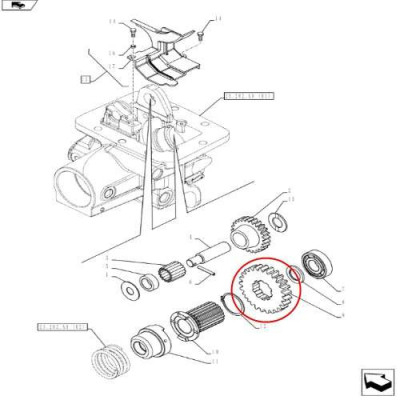Koło zębate przystawki napędu przód Case JX1070U JX1080U JX1090U JX1100U JX80 JX90 JX95 New Holland TD80D TD85F TD90D