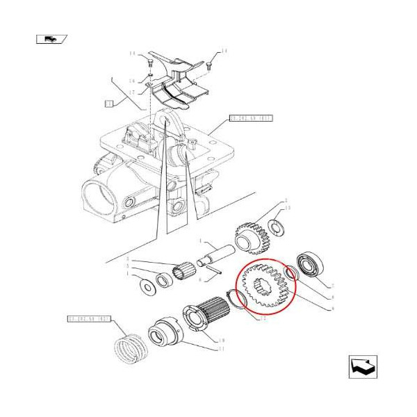 Koło zębate przystawki napędu przód Case JX1070U JX1080U JX1090U JX1100U JX80 JX90 JX95 New Holland TD80D TD85F TD90D