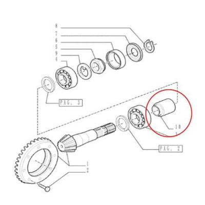 Tulejka wałka ataku Case JX JXM Maxxum Puma New Holland TD5030 5050 TM115 120 125 130 135 140 TS115 130 90 5169235