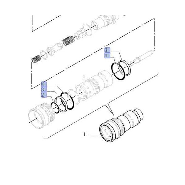 Zestaw szybkozłącza MXM135 New Holland Fiat Ford 7840, 8240, 8340 TM110, TM120 TS100 G240 M100 86508779