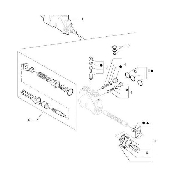 Guma suwaka rozdzielacza hydraulicznego 85820130, 85811930 LB75 lb95 lb110 lb115 Case 695SR 695SM