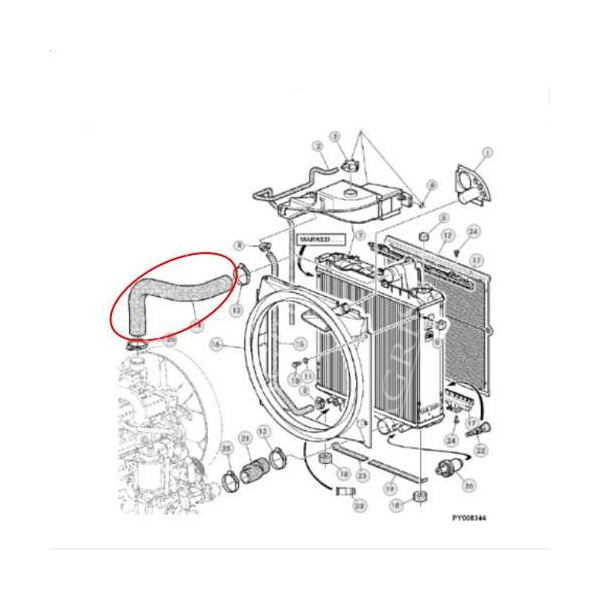 SUC3046 Górny wąż chłodnicy John Deere