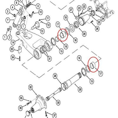 Tulejka wahacza osi Case MX150 MX170 Renault Landini McCormick 406749A1 1-33-741-733