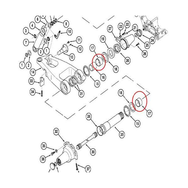 Tulejka wahacza osi Case MX150 MX170 Renault Landini McCormick 406749A1 1-33-741-733