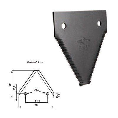 CT01-522187 Nożyk kosy górnoryflowany DIN80