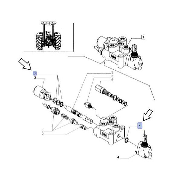 Zestaw uszczelnień regulatora zaworów, rozdzielacza Case / New Holland Farmall JX - JX55, TD TD400F  TD5 TD5000 TDD TD90D TT