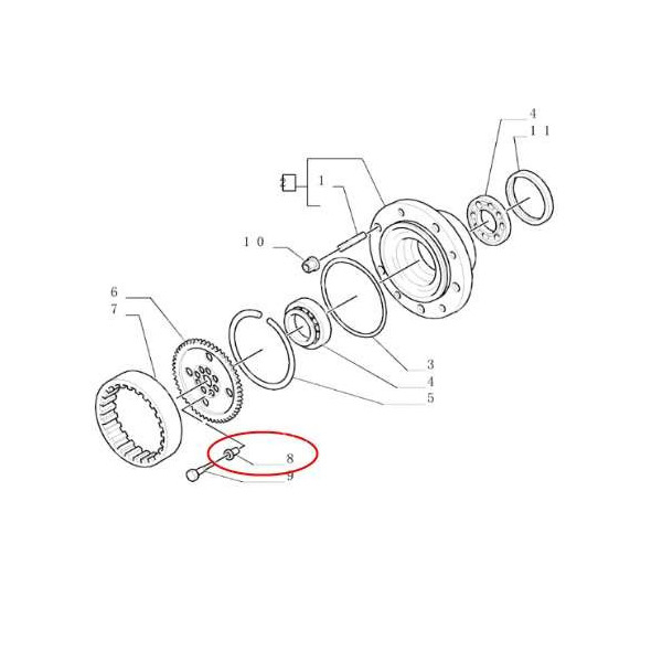 Tulejka koła zębatego Case Maxxum 5120 5130 5140 5150 MX100 MX110 MX120   MX135 MX150 MX170 CVX120 CVX130 CVX150 CVX170 CS100 CS