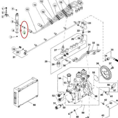 Łącznik króciec złączka wtryskiwacza paliwa John Deere 7810 7820 7920 8120 8220 8320 8420 8230 9220 9320 9520 WTS 9540 9560 9580