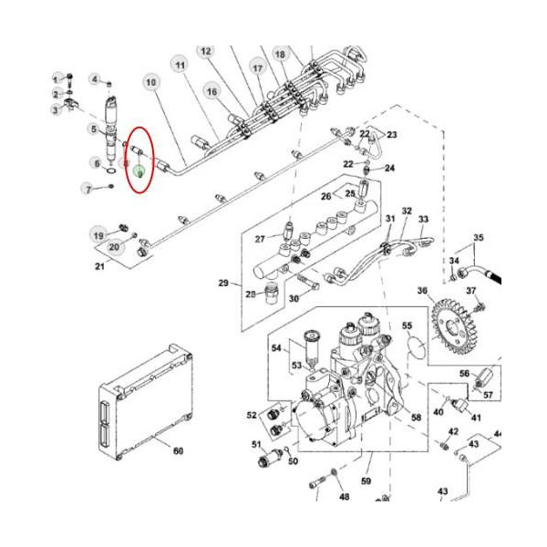 Łącznik króciec złączka wtryskiwacza paliwa John Deere 7810 7820 7920 8120 8220 8320 8420 8230 9220 9320 9520 WTS 9540 9560 9580
