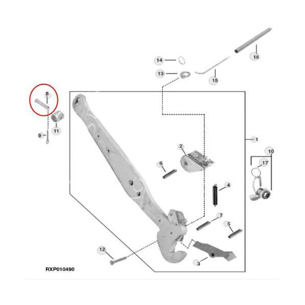 Sworzeń tulejki cięgła dolnego ramion John Deere R106297 6800 6900 6810 6910 6820 6920 6830 6930 premium 6150M 6155M 6170M 6175M