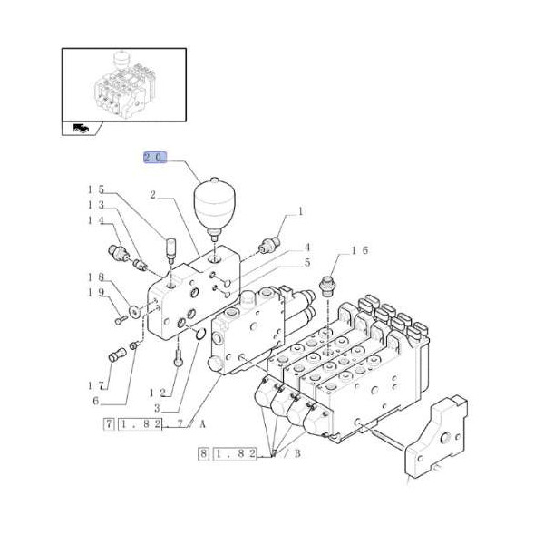 Akumulator hydrauliczny sekcji rozdzielacza case cvx steyr cvt new holland t7 87332788