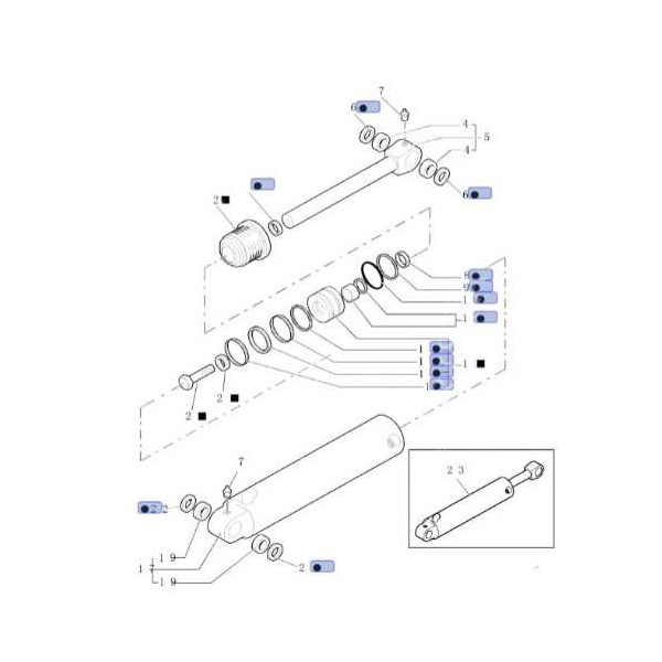 Kpl. komplet uszczelniaczy do cylindra siłownika podnoszenia New Holland New Holland LB75.B, B95TC, LB75, LB90, LB90.B, B95, B95