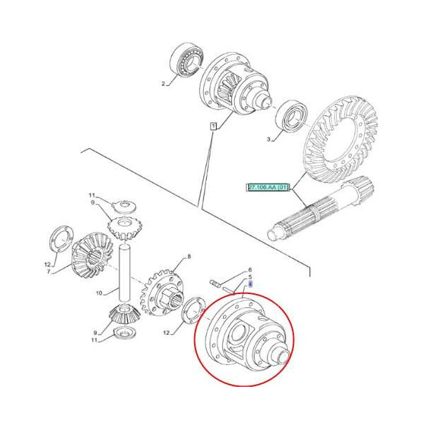 Dyferencjał obudowa przekładni planetarnej Case JX75 JX80 JX85 JX90 JX95 Farmall New Holland TD5040 TD5050 TD75D TD80D PLUS TD85