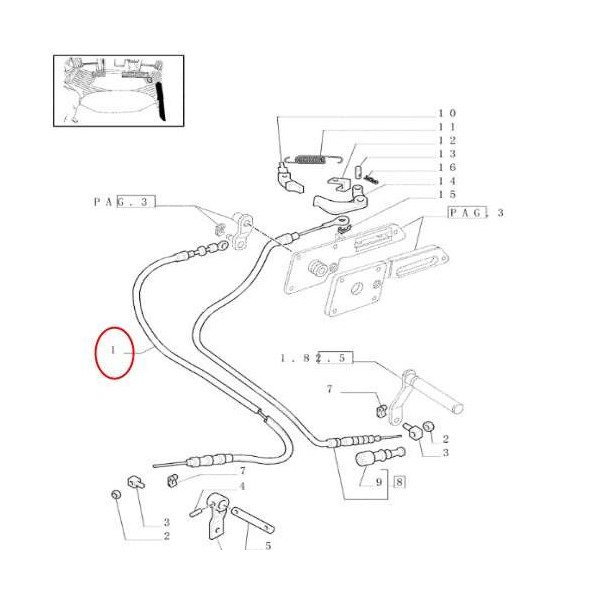 Linka gazu ręcznego Case JX70U JX80U JX90U Fiat L75 L85 L95 Ford 4635 4835 6635 7635 New Holland TL100 TL65 TL90 5185437