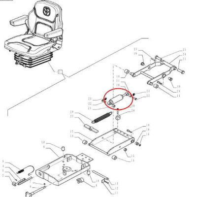 Siłownik gazowy amortyzator fotela kierowcy Case Farmall JX55 JX60 JX65 JX70 JX75 JX80 JX85 JX90 JX95 New Holland TD TDD TS PLUS