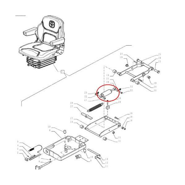 Siłownik gazowy amortyzator fotela kierowcy Case Farmall JX55 JX60 JX65 JX70 JX75 JX80 JX85 JX90 JX95 New Holland TD TDD TS PLUS