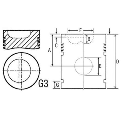 tlok tłok z sworzniem bez pierścieni 83913727 87295265 87554725 D7NN6108A Ford 30 - 8630, 8730, 8830 700 - 9700 TW - TW15, TW20,