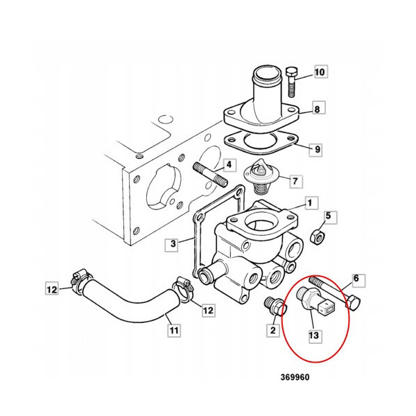 Czujnik temperatury wody cieczy chłodzącej JCB
2CX 3CX
515-40, 520-40,  701/80434