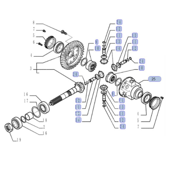 Dyferencjał kompletny, układ różnicowy Case, New Holland LM