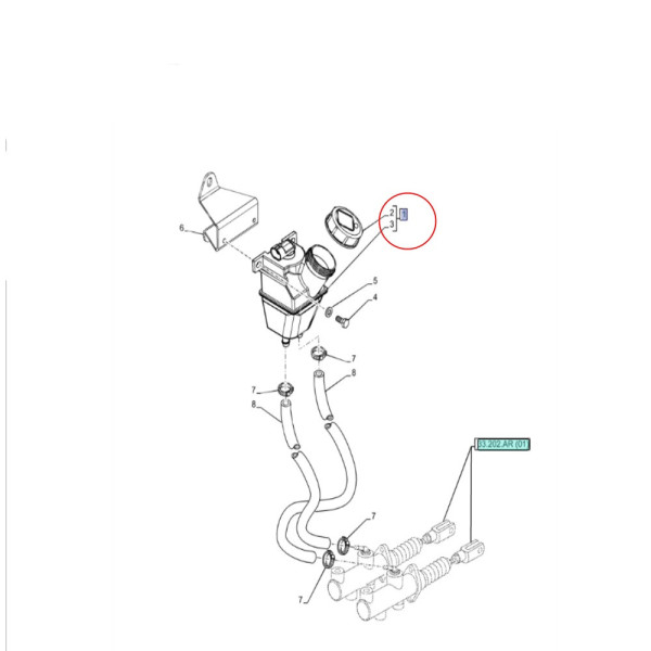 Zbiornik płynu hamulcowego Case Farmall JX70 JX75 JX80 JX90 New Holland TD5.65 TD5.75 TD5.85 TD5.90 TD5.100 84370294