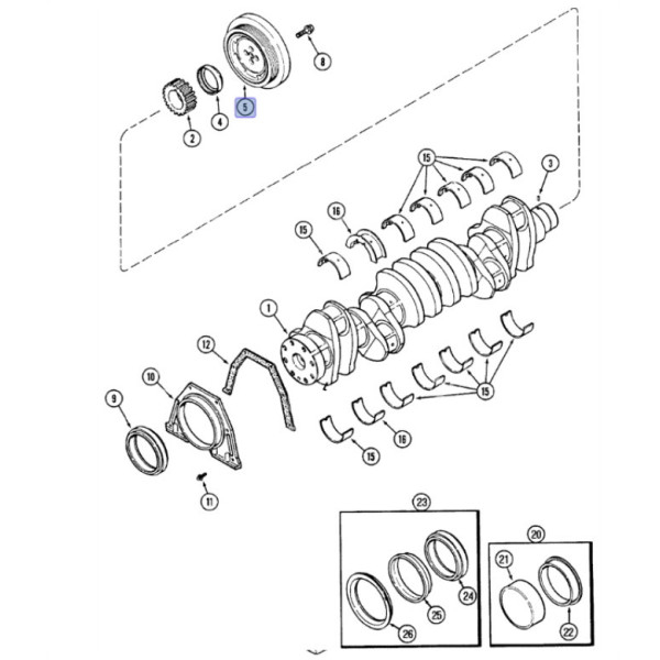 Koło pasowe wału cummins J958258, J914454, J911422, J907190
